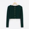 9073-19 Otoño Coreano Ajustado Cuello Redondo Siete Botones Un Botón Manga Larga Cardigan Chaqueta Tejida