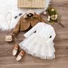 Vestido Fofo de Outono e Inverno para Meninas 2025 Novo Estilo Pequena Princesa Bebê Estilo Coreano Conjunto de Duas Peças