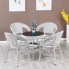 Juego de Mesa y Sillas para Balcón, Juego de Tres Piezas de Sillas de Ratán, Mesa Pequeña, Mesa de Café, Silla de Ocio para Exteriores con Respaldo, Silla para Patio Exterior