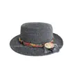 Chapéu de Palha com Fita Trançada Estilo Boho, Topo Plano para Mulheres, Proteção Solar de Verão, Chapéu de Sol Pastoral Francês, Chapéu de Praia, Moderno