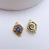 Cobre Chapado en Oro Zirconia de Alta Retención de Color Colgante Doble Hexagonal Materiales para Pulsera de Cuentas Hecha a Mano DIY Collar