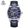 Relógio Mecânico Automático Completo Augusten 62001C Masculino para Negócios Pulseira de Couro Bovino de Primeira Camada Relógio Mecânico Vazado