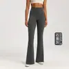 Pantalones Acampanados de Cintura Alta con Felpa Gruesa para Otoño e Invierno para Mujer, Sensación Nude, Adelgazantes, Cálidos, Casuales de Pierna Ancha, Pantalones Largos para Deporte, Fitness, Yoga