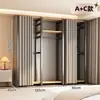 Armario de metal, estructura de acero, completamente cerrado, diseño simple, adecuado para apartamentos de alquiler, modular, engrosado, de pie, estilo abierto, para uso doméstico