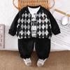 Roupa de Outono para Meninos Nova Estilosa Roupas Infantis para Bebês Primavera e Outono Casual Baseball Conjunto de Três Peças Moderno