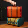Mala clássica de couro vintage, bolsa de mão de madeira retrô, decoração para vitrine, adereço de caixa de couro antiga para cinema e televisão