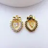 Accesorio de colgante de corazón de circonita microincrustada en cobre chapado en oro para pulsera y collar DIY, materiales para hacer joyas