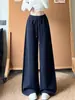 Pantalones casuales azul marino de estilo coreano con bolsillo frontal para mujer, nuevo modelo otoño 2026, corte holgado, adelgazante, pantalones deportivos casuales para petite
