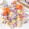Set de 45 Cabezas de Flores Artificiales para Materiales de Bricolaje, Pasadores Hechos a Mano, Coronas, Broches para el Cabello, Soportes para Faldas, Decoraciones de Flores Falsas, Transfronterizo