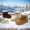 Botas de Neve de Renda para Bebê Inverno Plus Veludo Solado Grosso Unissex Criança Pequena Botas de Algodão Simples Versátil Quente Botas Curtas Sapatos de Algodão