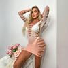 Vestido Tubinho Branco Degradê com Recortes Europeu e Americano Tentação Lingerie Sexy Feminina Saia Sexy para Quadril