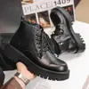 Botas Martin para hombre, moda transfronteriza otoño/invierno, botas cortas de cuero de media a alta caña de moda para hombre, botas de trabajo de suela gruesa, botas de cuero, botas para hombre
