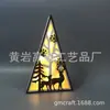 Decoración para el Hogar Artesanía Regalo de Navidad Xmas Festividad Marco con Luz LED Tallado en Madera Adorno Lámpara