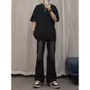 Marca Americana Tendência Jeans Masculino Primavera e Outono Finos Lavados High Street Calça Reta Rasgada Casual Perna Larga Longa Masculino