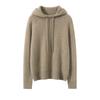 Nuevo Suéter de Cachemir 100% Puro para Otoño e Invierno, Sudadera con Capucha de Color Sólido Botonada para Mujer, Suéter de Punto Holgado con Efecto Adelgazante, Camiseta Interior de Punto