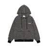 Sudadera con capucha de punto bordada con letras a rayas estilo americano para hombre y mujer, nueva colección de otoño, holgada, casual, chaqueta versátil
