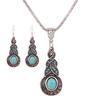 EBAY AliExpress Hot Jewelry Moda Europeia e Americana Retro Estilo Étnico Turquesa Brincos Colar Conjunto Colar