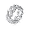 Anillo Hip-Hop Europeo y Americano Zircón Cadena Cubana Anillo Cobre Zircón Micropavé Anillo Hip-Hop Anillo de Hombre Personalizado Moderno