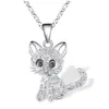 Collar con colgante de gato de color bonito con diamantes, joyería simple para mujer, cadena para clavícula de dibujos animados de animales europeos y americanos