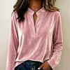Nuevas blusas de mujer transfronterizas europeas y americanas de Amazon 2026 otoño e invierno casual color liso cuello en V holgada de terciopelo