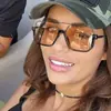 6618 Gafas de Sol Marrón Retro con Montura Grande para Mujer Celebridad de Internet Cuadradas para Cara Grande Aspecto Adelgazante Gafas Lisas Gafas de Sol Anti-UV