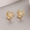 Pendientes de alta gama con hebilla de oreja de circonita simple de estilo japonés y coreano, temperamento femenino, nicho con anillo, pendientes DIY al por mayor