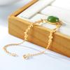 Pulseira de Prata S925 Banhada a Ouro com Jade Pulseira de Jaspe Galhos e Folhas Exquisita Moda Simples Moda Presente
