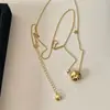 Collar de longitud media textura irregular colgante esférico cadena para suéter mujer
