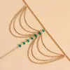Joia Transfronteiriça Europeia e Americana Anklet de Verão para Praia Multicamadas de Vidro Contas de Cristal Coloridas com Borla Anklet de Metal Personalizado para Mulheres