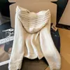 Cárdigan chaqueta con capucha calada estilo coreano, nuevo cárdigan de punto liso para primavera y otoño para mujer, top suave y acogedor para mujer