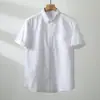 Camisa Casual de Manga Corta de Color Puro Transpirable Cómoda Pantalones con Bolsillo de Solapa Camisa de Algodón y Lino para Hombre Manga Corta de Algodón y Lino 8717