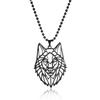 Direto da fábrica Europeu e Americano Aço Titânio Masculino Lobo Floresta Animal Joias Vazadas Pingente Cabeça de Lobo Corrente de Contas Colar