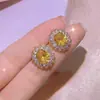 Colar de Aço Titânio com Pedra Citrino Feminino Verão High-end Luxo Leve Nicho Brincos Anel Conjunto de Três Peças Corrente de Colar