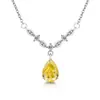 Tiktok Venta Caliente Piedra Preciosa Colorida Corte Flor de Hielo Colgante Reina Gota de Agua Incrustado con Brillante Diamante de Alto Carbono Collar con Forma de Pera para Transmisión en Vivo Dropshipping