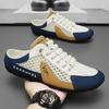 Sapatos Baotou Meia-Entrada Masculino 2025 Novo Malha Respirável Slip-on Sapatos Preguiçosos Planos Sapato de Malha Vazado Casual Tênis de Skate