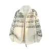 Cardigan de Tricô Jacquard Fair Isle Retrô Masculino Outono Inverno Gola Alta Zíper Casaco Suéter Solto Macio Grudento Estilo Preguiçoso Top