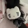 Diadema de Felpa de Gatito Dibujo Animado Cuadros Clásicos Banda para el Cabello de Cuadros Otoño e Invierno Banda de Goma Muñeca de Pez Accesorios para el Cabello