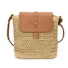 Bolso cruzado nuevo tejido de paja con solapa, bolso pequeño cuadrado cruzado, bolso de hombro pequeño exquisito y moderno, bolso casual versátil para teléfono de playa