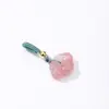 Colgante de Ágata Calcedonia Natural Tallado de Loto con Cordón, Accesorio para Pulsera DIY Hecho a Mano, Pequeño Adorno Colgante al por Mayor
