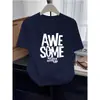 Camiseta de Manga Curta de Algodão Puro Estilo Americano para Mulheres, Ombro Normal, Gola Redonda, Corte Reto, Rejuvenescedora, Emagrecedora, Blusa Estilosa para o Verão