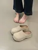 Sapatos Femininos de Solado Grosso Estilo Birkenstock, Slip-On para Uso Externo, Novidade Primavera 2026, Chinelos, Mules Slip-On Fechados que Aumentam a Altura, Estilo Preguiçoso