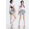 Jeans de mujer talla grande 5XL estilo retro americano, shorts ajustados de moda de verano chic, shorts de moda estilo ins