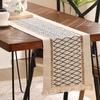 Toalha de mesa de jantar estilo americano, simples, de alta qualidade, bicolor, algodão e linho, costura artesanal, com borlas, toalha de mesa de chá para festivais, toalha decorativa