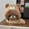 Gorro de Peluche de Oso para Mujer en Otoño e Invierno, Lindo Gorro de Punto Pequeño que Muestra la Cara, Resistente al Viento y Cálido, Versátil Gorro de Protección para Orejas de Piel