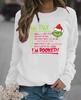 Nuevo Suéter Holgado de Manga Larga con Estampado de Letras Plan Monstruo de Cabello Verde Navideño para Hombre y Mujer Top Grinch