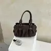 Bolsa de mão plissada retrô para mulheres, nova bolsa tote coreana da moda 2026 com um visual sofisticado, adequada para o trabalho