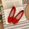 Zapatos de salón para mujer, nueva colección primavera/otoño 2026, estilo coreano, mocasines planos de punta cuadrada con lazo, sin cordones