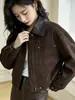 Nueva Chaqueta de Cuero Casual Versátil Estilo Coreano con Solapa y Cremallera para Mujeres Menudas, Prenda Exterior de Moda, Otoño 2026