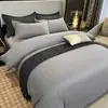 Juego de Cuatro Piezas Rayado Blanco Satín para Hotel Sábana Gruesa Juego de Tres Piezas Funda de Edredón para Hotel y Bed & Breakfast Edredón con Relleno Juego Completo
