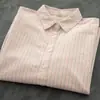 Unas Gotas de Lluvia Estilo Coreano Japonés Viajero Literario Minimalista Versátil Tela Oxford Rayada Camisa Colorida para Mujer Para Superponer